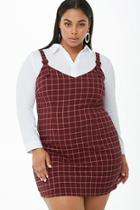 Forever21 Plus Size Grid Pattern Overall Dress