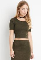 Forever21 Women's  Space Dye Crop Top (olive)