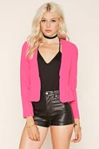 Forever21 Women's  Hot Pink Box Pleated Blazer