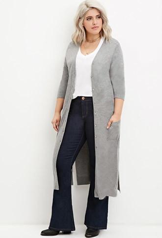 Forever21 Plus Longline Heathered Cardigan