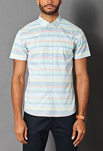 Forever21 Reverse Stripe Pocket Shirt