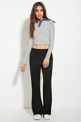 Forever21 Women's  Black Wide-leg Pants