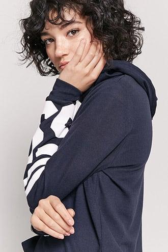 Forever21 55 Graphic Varsity-stripe Hoodie