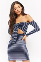 Forever21 Striped Off-the-shoulder Tie-front Dress