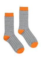 21 Men Colorblocked Stripe Socks (heather Grey/navy)