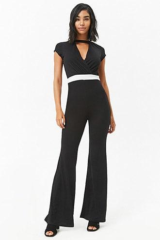 Forever21 Stretch-knit Surplice Jumpsuit