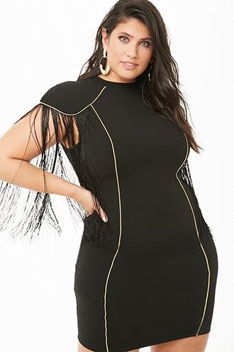 Forever21 Plus Size Fringe Piped-trim Bodycon Dress