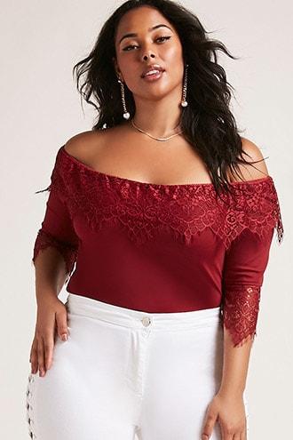 Forever21 Plus Size Eyelash Lace Bodysuit