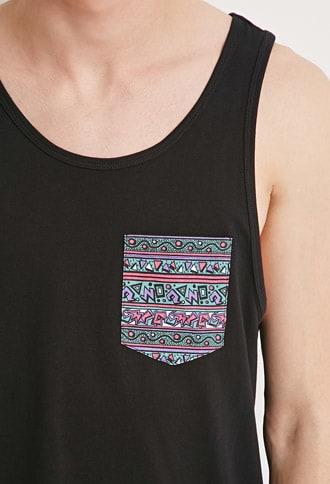 Forever21 Abstract Print-pocket Tank