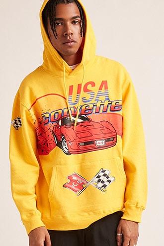 Forever21 Corvette Graphic Fleece Hoodie