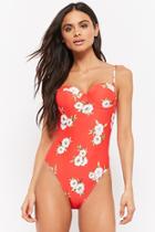 Forever21 Floral Bustier One-piece Swimsuit