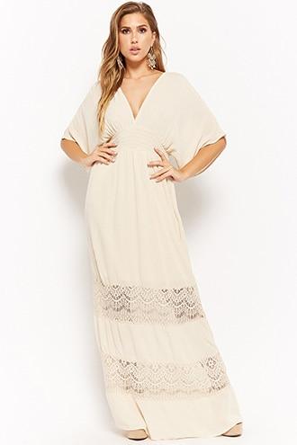 Forever21 Lace-panel Smocked Maxi Dress