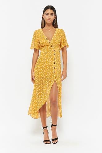 Forever21 Floral Plunging Tulip Dress