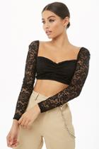 Forever21 Ruched Lace Crop Top