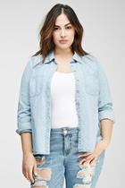Forever21 Polka Dot Chambray Button-down