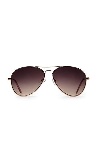 Forever21 Aviator Sunglasses Gold/rose One Size