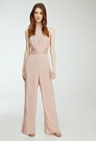 Forever21 Contemporary Lace-paneled Wide-leg Jumpsuit