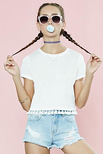 Forever21 Women's  Tassel-trimmed Tee
