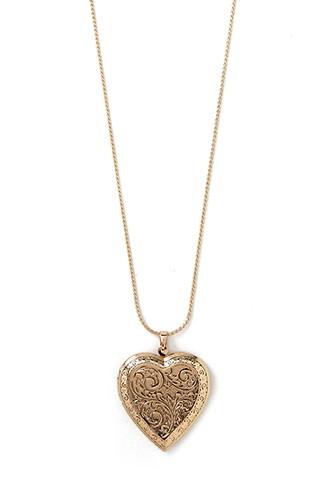 Forever21 Etched Heart Locket Necklace
