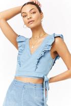 Forever21 Chambray Flounce Wrap Top