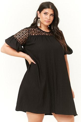 Forever21 Plus Size Crochet-yoke Mini Dress