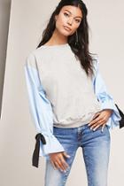 Forever21 Colorblock Tie-sleeve Sweatshirt
