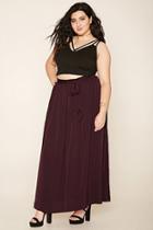Forever21 Plus Women's  Burgundy Plus Size Belted Maxi Skirt