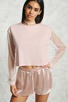 Forever21 Semi-cropped Mesh Sleeve Top