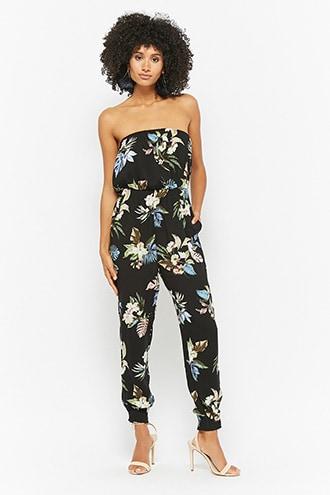 Forever21 Floral Tube Jumpsuit