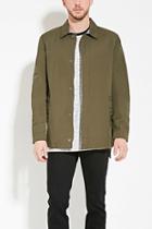 21 Men Men's  Olive Cotton-blend Jacket