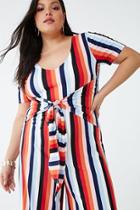 Forever21 Plus Size Striped Tie-front Culotte Jumpsuit