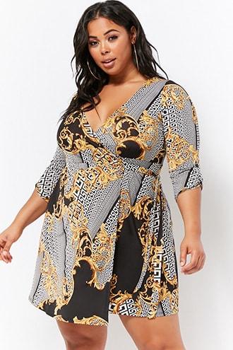 Forever21 Plus Size Baroque Mini Wrap Dress