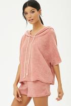 Forever21 Marled French Terry Knit Hooded Top