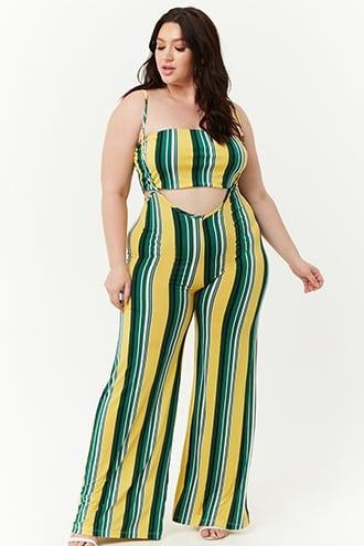 Forever21 Plus Size Striped Tube Top & Pants Set