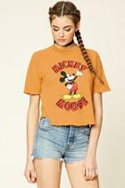 Forever21 Women's  Mustard & Black Mickey Mouse Graphic Tee