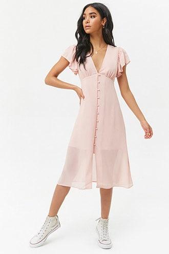 Forever21 Chiffon Butterfly Sleeve Midi Dress