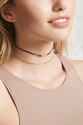 Forever21 Geo Rhinestone Choker Set
