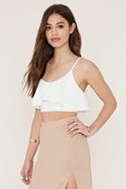 Forever21 Women's  Crepe Flounce Cropped Cami