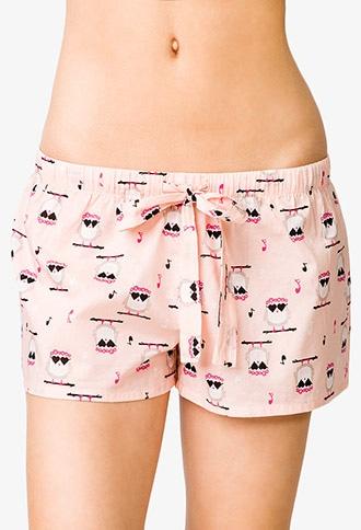 Forever21 Peace Owl Pj Shorts
