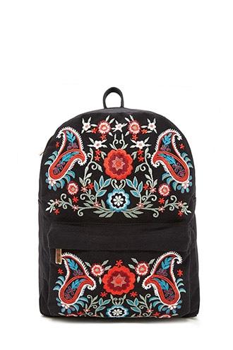 Forever21 Embroidered Paisley Backpack