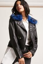 Forever21 Members Only Faux Fur Moto Jacket