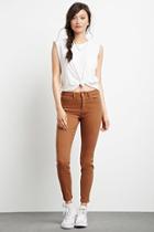 Forever21 Women's  Coffee High-rise Skinny Jeans