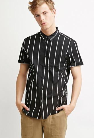 21 Men Men's  Striped Pocket Shirt