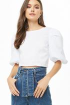 Forever21 Balloon-sleeve Zip-back Top