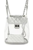 Forever21 Metallic Quilted Faux Leather Backpack & Wallet