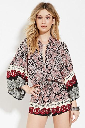 Forever21 Women's  Abstract Print Romper