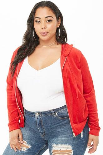 Forever21 Plus Size Velvet Hooded Jacket