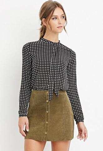 Forever21 Geo Tie-neck Blouse
