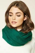 Forever21 Green Fuzzy Knit Infinity Scarf