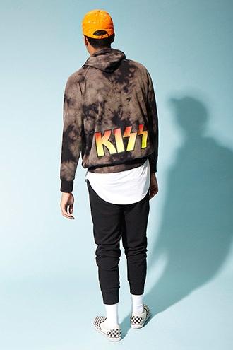 21 Men Men's  Tie Dye Kiss Graphic Hoodie